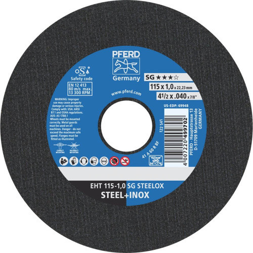 Pferd EHT A60R SG Steelox 115x1x22 U/Thin Cutting Disc 25/box