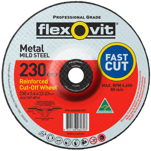 Flexovit A24/30T 230x3.4x22 DC Metal Cutting Disc 50/box