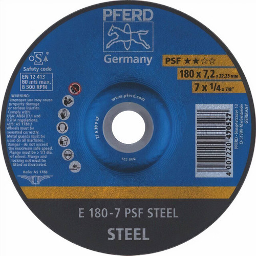 Pferd A30P PSF Steel 178x7x22 Grinding Disc 10/box