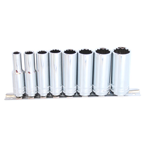 SP Tools 3/8 Dr 12pt Deep Socket Rail Set Imperial 8pce