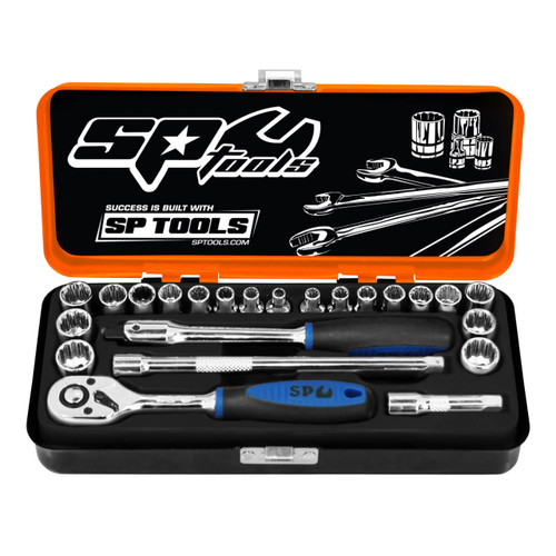 SP Tools 1/4 Dr 12pt Socket Set Metric & Imperial 23pce