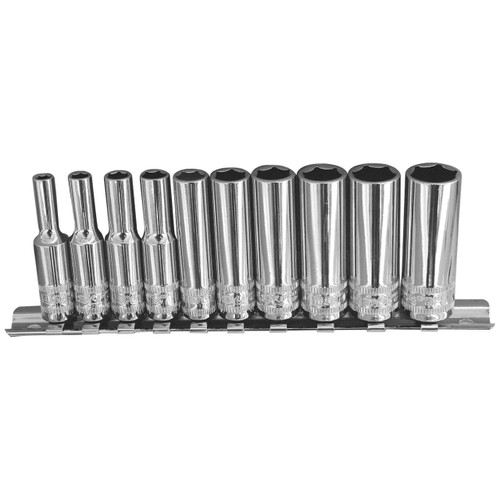SP Tools 1/4 Dr 6pt Deep Socket Rail Set Metric 10pce