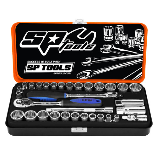 SP Tools 3/8 Dr 12pt Socket Set Metric & Imperial 32pce
