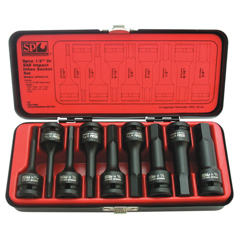 SP Tools 1/2 Dr Inhex Impact Socket Set Imperial 9pce