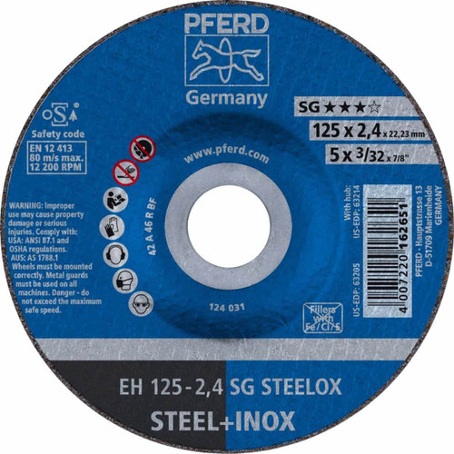 Pferd EH A46R SG Steelox 125x2.4x22 DC Cutting Disc 25/box