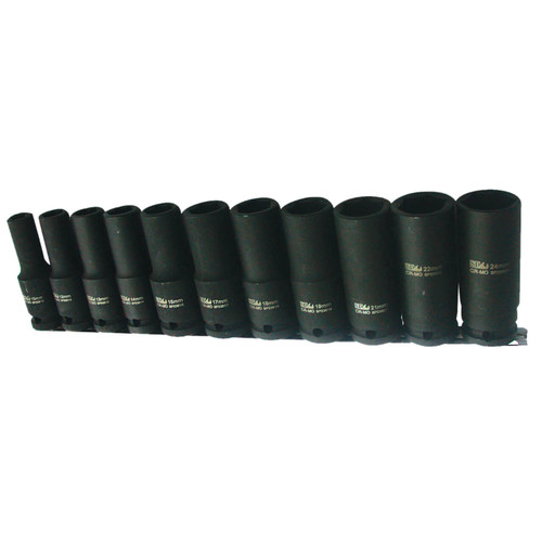 SP Tools 1/2 Dr 6pt Deep Socket Rail Set Metric 11pce