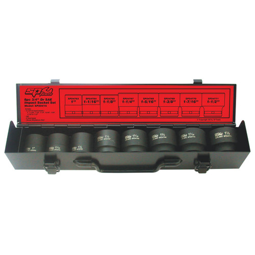 SP Tools 3/4 Dr 6pt Impact Socket Set Imperial 8pce