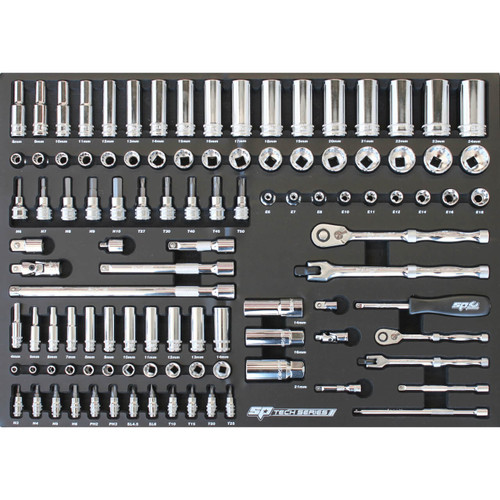 SP Tools Metric Sockets & Accessories Suit Tech Series In Foam Tray Metric 106pce