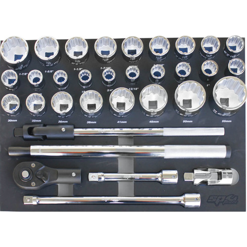 SP Tools 3/4 Dr Metric Socket & Accessories Tool Kit In EVA Tray 32pce