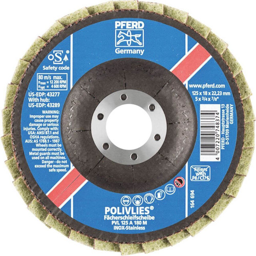 Pferd Polivlies PVL Flap Disc 125mm 180 Grit Med Red