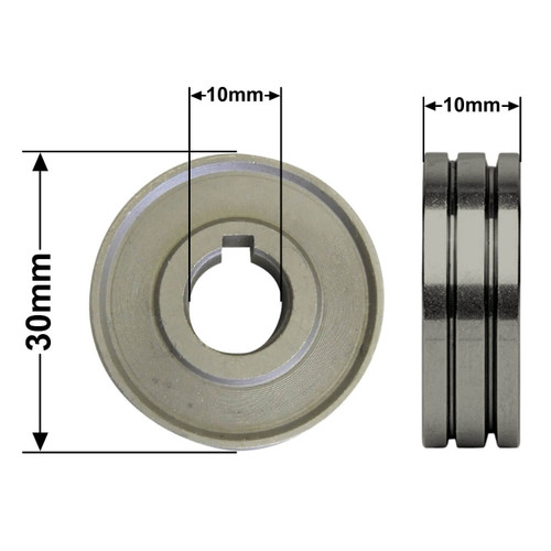 Keyed 30OD x 10ID x 10W 0.9/1.2mm Knurled Drive Roller