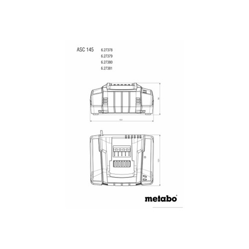 Metabo ASC 145 12V - 36V Air-cooled Slide-on Battery Pack Super-fast Charger (8A)
