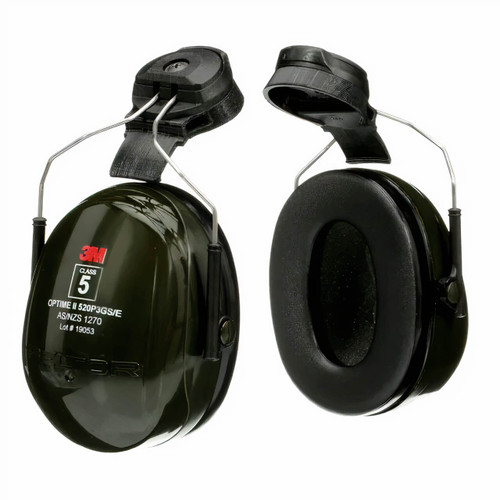 3M Peltor Optime II H520 Green Helmet Attached Earmuffs
