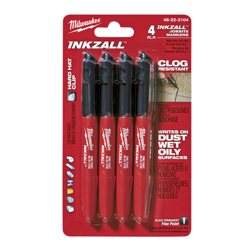 Milwaukee Inkall Black Fine Point Markers 4pk