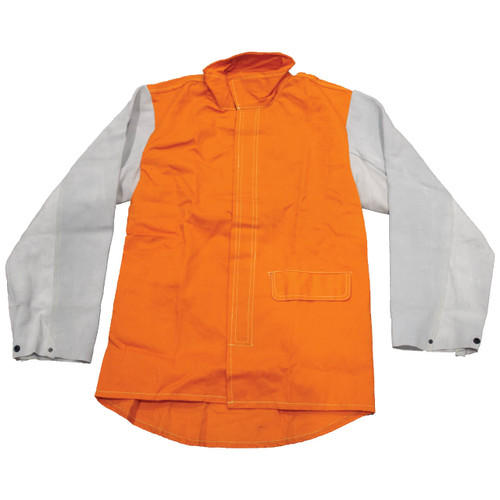 Hi-vis FR Welding Jacket w/ Leather Sleeves
