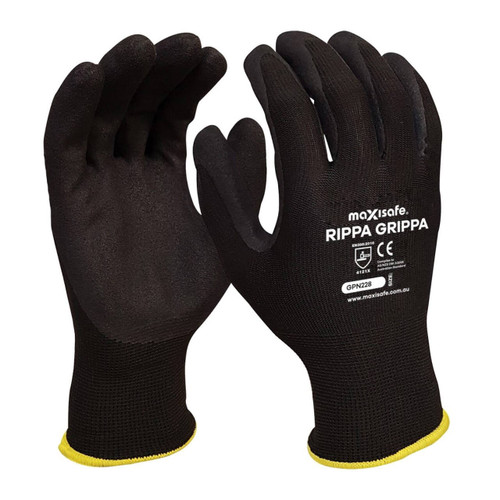 Maxisafe Rippa Grippa' Black Nitrile Coated Synthetic Glove XL