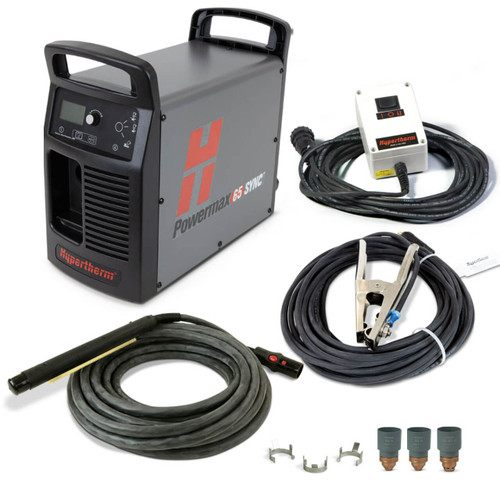 Hypertherm Powermax65 SYNC Mechanised Plasma Cutter 415V, CPC port, 180 deg 15.2m (50') Torch, remote