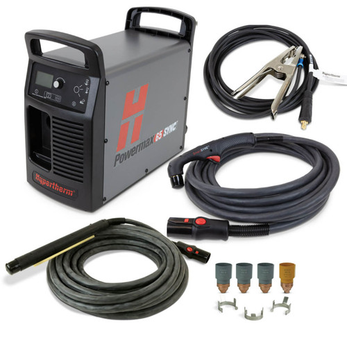 Hypertherm Powermax65 SYNC Mechanised Plasma Cutter 415V, CPC, 75 deg 7.6m Hand Torch, 180 deg 10.7m Machine Torch, remote