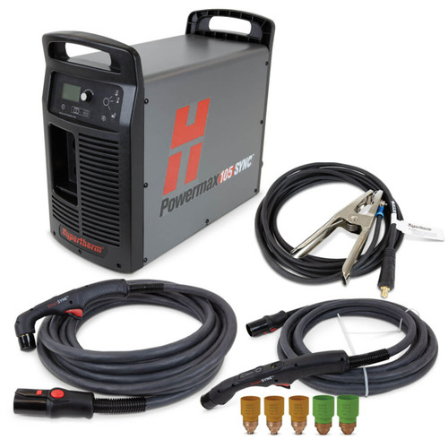 Hypertherm Powermax105 SYNC Hand Plasma Cutter 415V, 75 deg & 15 deg 7.6m (25') Torches