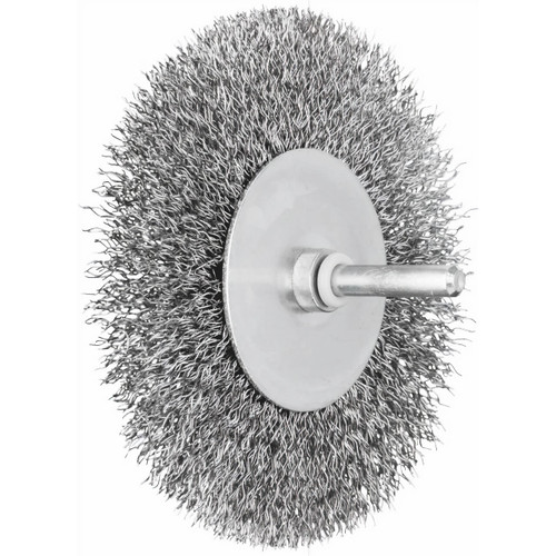 Pferd 100x10x6mm Shaft Mounted Crimped Steel Wire Brush Carded