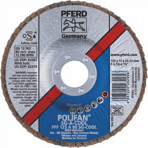 Pferd 125x22 80g A-Cool SG Flap Disc Inox+Alu