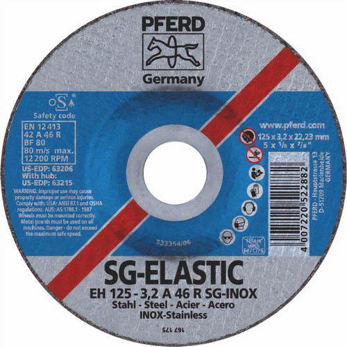 Pferd EH A46R SG-Inox 125x3.2x22 Notching Steelox D/C Cutting Disc