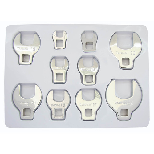 KC Tools 10-24mm 3/8 Dr Crows Foot Spanner Set Metric 10pce