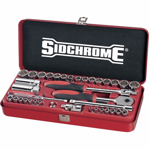 Sidchrome 1/4 & 3/8 Dr Socket Set Metric & Imperial 38pce