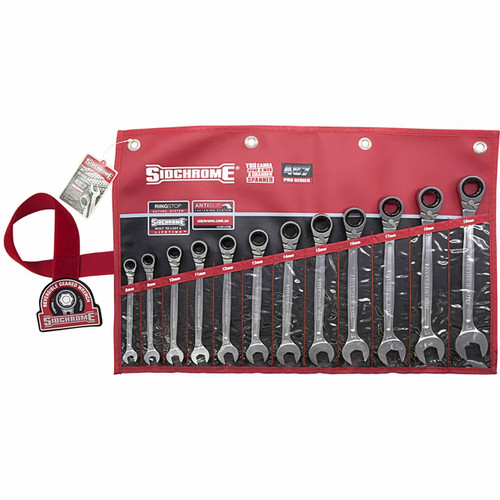 Sidchrome Pro Series Geared Spanners Set Metric 12pce Sidchrome Pro Series Geared Spanners Set Metric 12pce