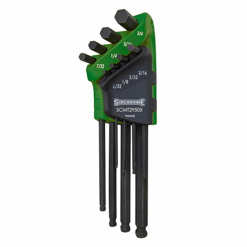 Sidchrome Ballpoint Long Hex Key Wrench Set Imperial 8pce