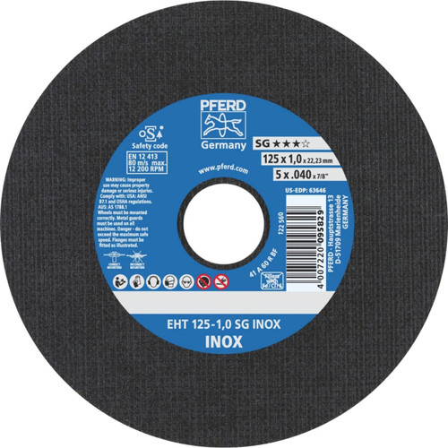 Pferd EHT SG Inox Performance 125x1x22 U/Thin Cutting Disc 25/box