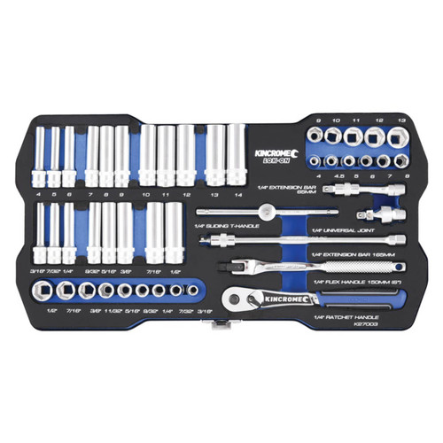 Kincrome Lok-On Socket Set 45 Piece 1/4” Dr Met/Imp