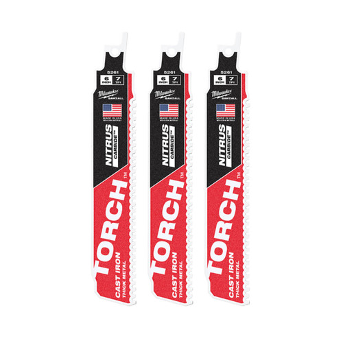 Milwaukee Sawzall 150mm 7tpi The Torch With Nitrus Carbide Reciprocating Saw Blade 3pk