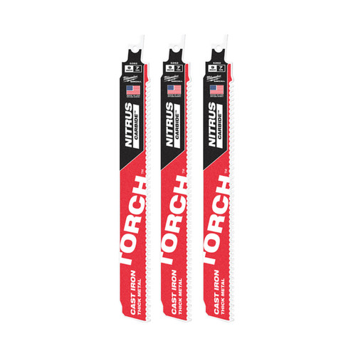 Milwaukee Sawzall 230mm 7tpi The Torch With Nitrus Carbide Reciprocating Saw Blade 3pk