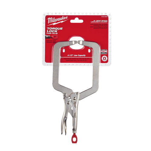 Milwaukee Torque Lock 228mm Deep Reach C-Clamp Regular Jaw Locking Pliers