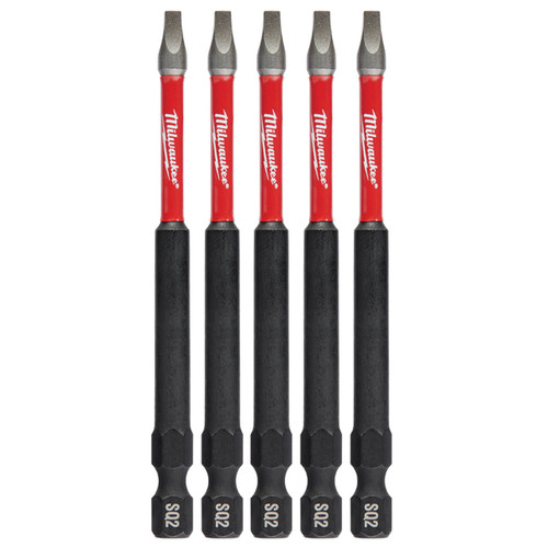 Milwaukee SHOCKWAVE 89mm (3-1/2”) Square Recess #2 Impact Driver Bit 5pk