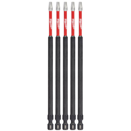 Milwaukee SHOCKWAVE 150mm (6”) Square Recess #2 Power Bit 5pk