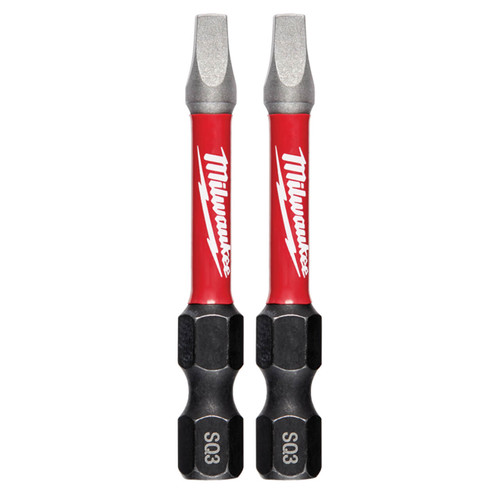 Milwaukee Shockwave 50mm (2”) Square Recess #3 Power Bit 2pk
