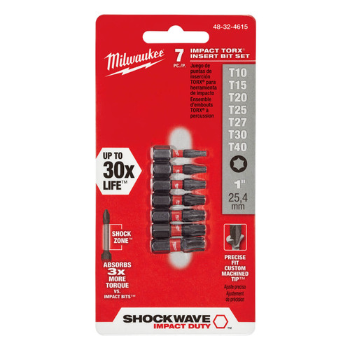 Milwaukee SHOCKWAVE Torx Insert Bit Set 7pce