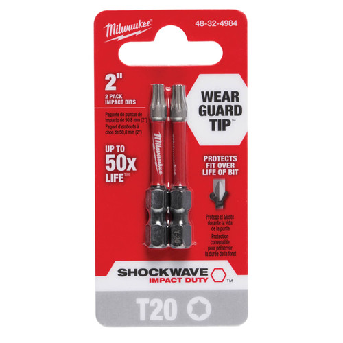 Milwaukee SHOCKWAVE 50mm (2”) T20 Torx Power Bit 2pk