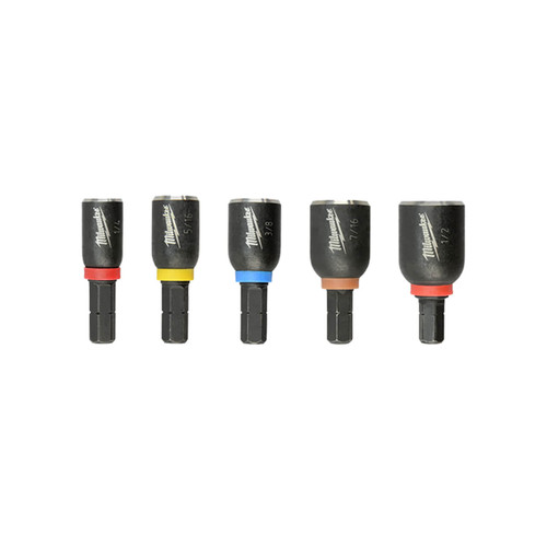 Milwaukee Shockwave Magnetic Nutdriver Bit Set 1/4, 5/16, 3/8, 7/16, 1/2 5pce