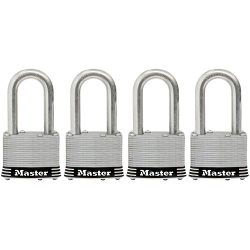 Master Lock S/Steel Laminated 44mm With 38mm Long Shackle 4pk