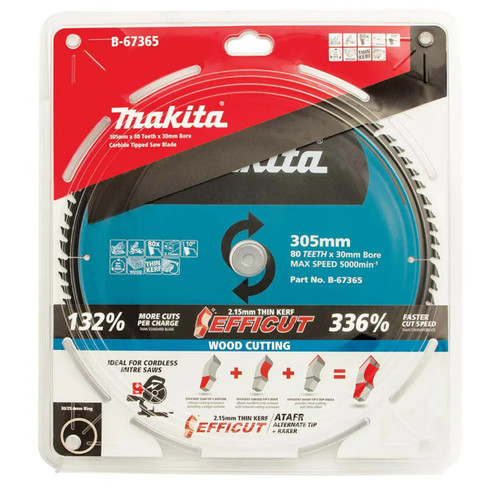 Makita Efficut 305mm x 30/25.4mm x 80T TCT Wood Saw Blade - Mitre Saw