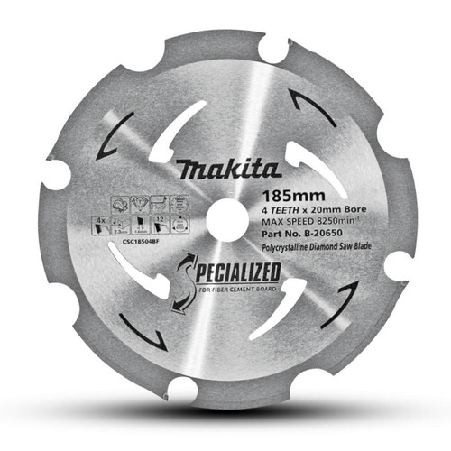 Makita 185mm X 20mm X 4T PCD Fibre Cement Saw Blade