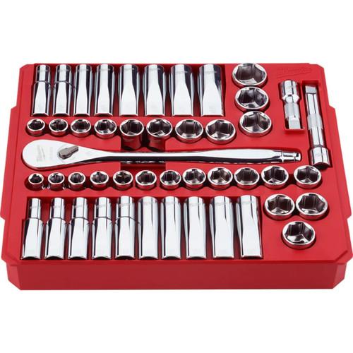 Milwaukee 10-24mm 1/2-1-1/8 1/2 Dr Ratchet & Socket Set  Metric & Imperial 47pce