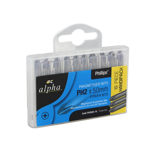 Alpha 50mm Phillips #2 Power Bit 10pk