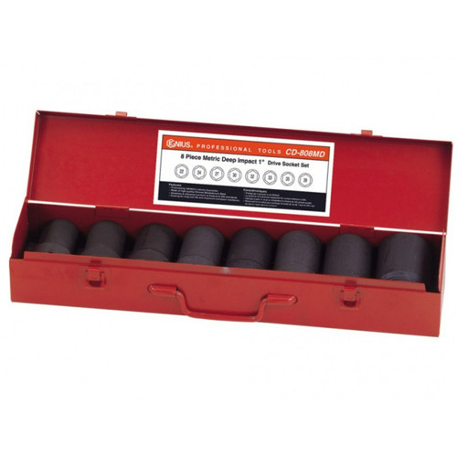 Genius 1” Dr 22-38mm C/M Deep Impact Socket Set Metric 8pce