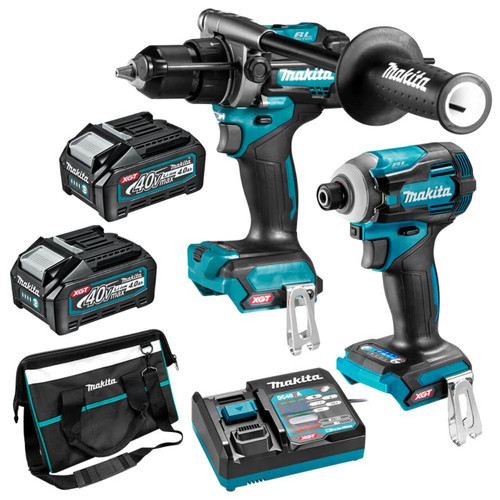 Makita 2 Piece BRUSHLESS Combo Kit - HP001GZ. TD001GZ. 2x BL4040. DC40RA & TOTE BAG (832319-7)