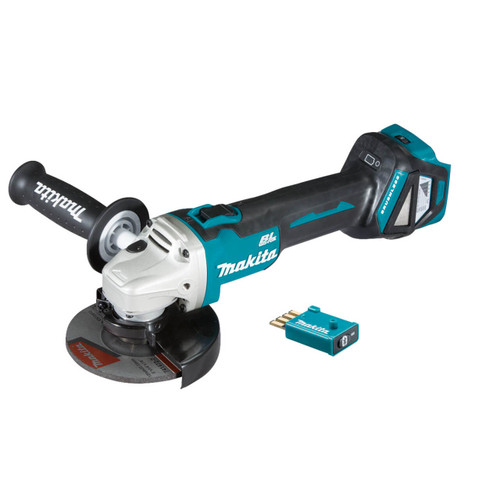 Makita 18V BRUSHLESS AWS 125mm Angle Grinder. Slide Switch. Variable Speed. Kick Back Detection - Tool Only