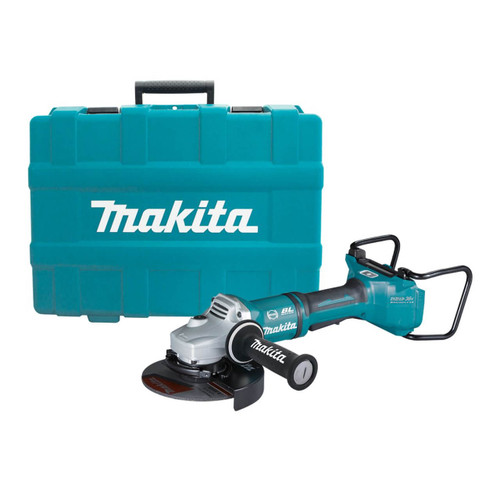 Makita 18Vx2 BRUSHLESS AWS 180mm (7”) Angle Grinder. Paddle Switch. Kick Back Detection. Electric Brake. Anti-Vib Handle & Carry Case - Tool Only